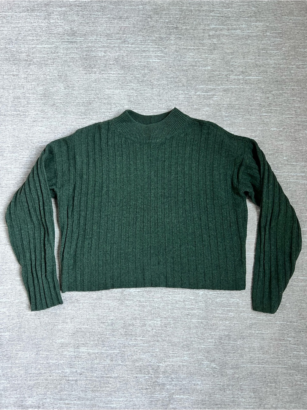 Madewell Women’s Cropped Emerald Ribbed Knit Sweater